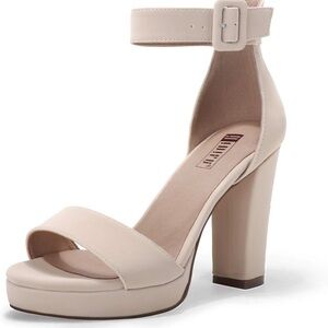 Elegant Cream Ankle Strap Heels